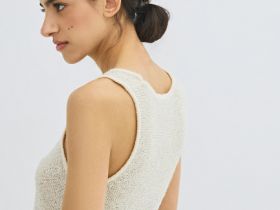 Вязаная майка с пайетками, Серебряный