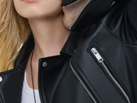 Куртка-косуха из искусственной кожи, Черный