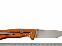 Нож складной LionSteel SR2A OS Mini, сталь Uddeholm Sleipner® Satin Finish, рукоять алюминий (Solid®), оранжевый
