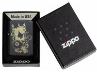 Зажигалка ZIPPO Gambling Design с покрытием Black Matte, латунь/сталь, чёрная, матовая, 36x12x56 мм