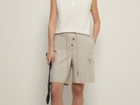 Шорты из тенселя с накладными карманами