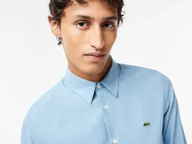 Мужская хлопковая рубашка Lacoste приталенного кроя
