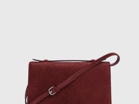 Сумка из натуральной кожи с ворсом, Фиолетовый