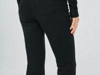 Расклёшенные утеплённые джинсы, Черный