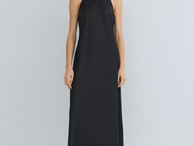 Сатиновое платье с американской проймой, Черный