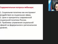 Международный вебинар "Социальная сфера и социальная политика"