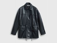 Куртка-рубашка на кулиске из искусственной кожи, Черный