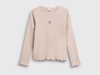 Лонгслив в рубчик для девочек, Бежевый