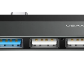 Адаптер USAMS US-SJ491Type-C Mini HUB на Type-C + USB 3.0 + Micro SD (Dark Grey)