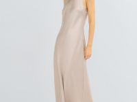 Сатиновое платье макси, Бежевый