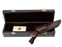 Авторский нож Лёд, сталь мозаичный дамаск, подарочная шкатулка