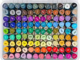 Набор двусторонних маркеров для скетчинга Гамма "Студия" 108 цв., основные цвета, пулевид./клиновид.