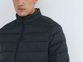 Утеплённая лёгкая куртка с воротником-стойкой, Серый