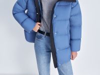 Стеганый пуховик с воротником-стойкой