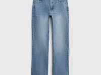 Прямые джинсы с высокой посадкой, Голубой