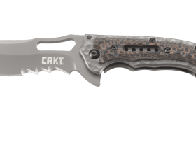 Складной нож CRKT Fossil™ Compact WITH VEFF SERRATIONS™, сталь 8Cr13MoV, рукоять нержавеющая сталь, накладки G-10