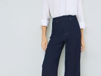 Широкие джинсы со стрелками, Синий