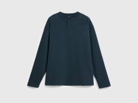 Свитшот с вырезом хенли, Синий