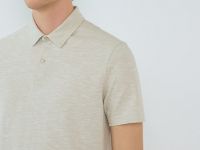 Поло из текстурированной ткани, Бежевый