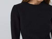 Платье мини с контрастными манжетами, Черный