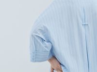 Рубашка в полоску с рукавом 3/4, Голубой