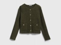 Укороченный кардиган из махровой пряжи, Зеленый