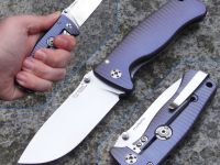 Нож складной LionSteel SR2 V (VIOLET) Mini, сталь Uddeholm Sleipner® Satin Finish, рукоять титан по технологии Solid®, фиолетовый