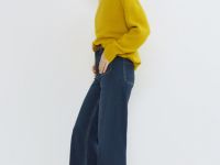 Широкие эластичные джинсы, Синий