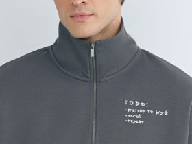 Толстовка с воротником-стойкой на молнии, Голубой