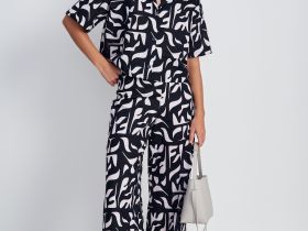 Рубашка женская с принтом изо льна