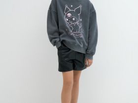 Худи с принтом для девочек, Серый