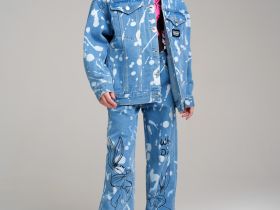 Брюки текстильные джинсовые для девочек