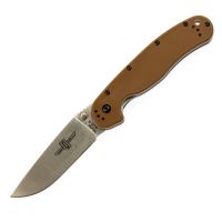 Нож складной Ontario RAT-1, сталь Aus-8, Satin, рукоять термопластик GRN, brown