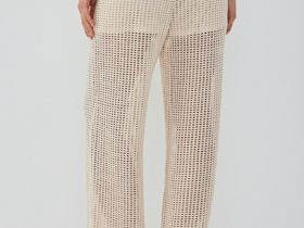 Широкие брюки из структурной ткани, Бежевый