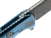 Нож складной LionSteel ROK DD BL, дамасская сталь, рукоять титан, синий