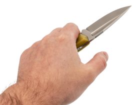 Нож Pocket Wolf Мини Тактик с долом, сталь AUS10Co, рукоять микарта, желтый