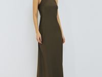 Платье макси из сатина, Зеленый