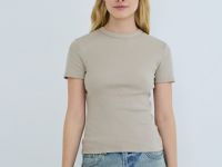 Футболка в рубчик, Бежевый