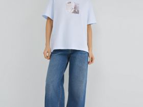 Футболка оверсайз с принтом, Голубой