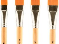 Кисть синтетика №16 плоская Альбатрос "Хобби" упругая, длинная ручка