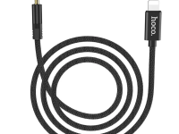 Кабель Hoco UPA13 Digital audio (3.5mm) на (Lightning) 100см нейлоновая оплетка (черный)