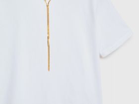 Футболка с декором на горловине, Белый