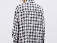 Удлинённая рубашка в клетку, Серый