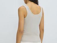 Майка в рубчик с вырезом хенли, Бежевый