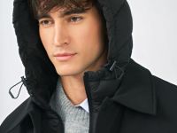 Утеплённая длинная куртка с подкладкой, Черный