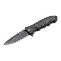 Складной нож Boker Collection Leopard-Damast III, сталь дамаск, рукоять титан/карбон