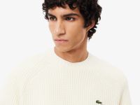 Мужской толстый шерстяной свитер Lacoste с круглым вырезом