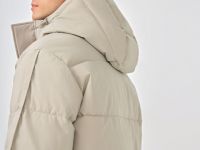 Утеплённая куртка с капюшоном и накладными карманами, Серый