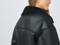 Дублёнка с искусственным мехом, Черный