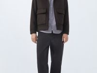 Куртка из пальтовой ткани с накладными карманами, Коричневый